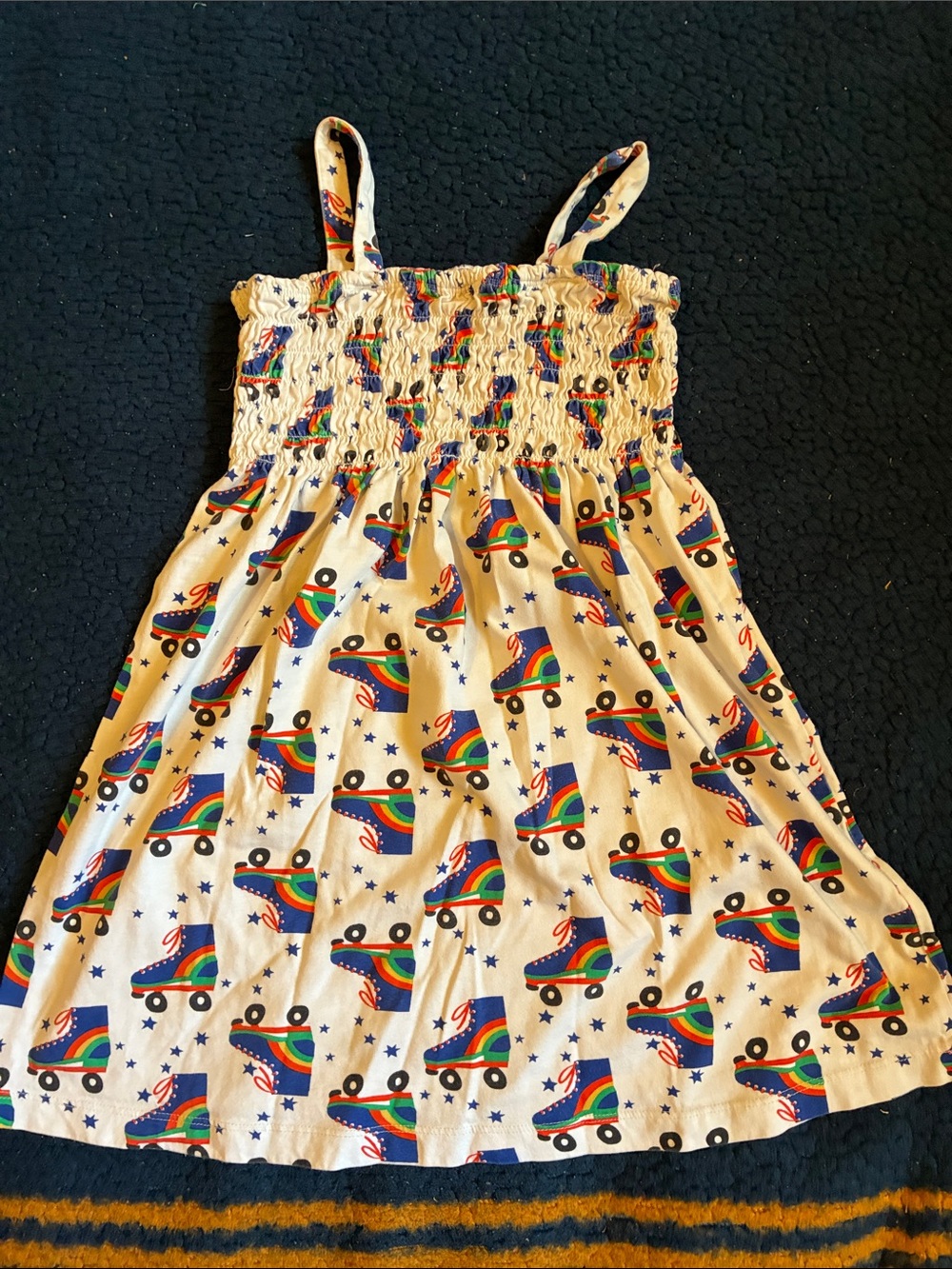 Hanna Andersson white Sundress with Rainbow Roller Skate Print
